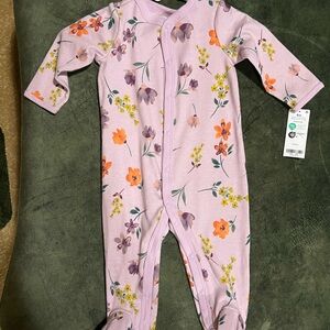 Carter's Pink and Orange Footies with Floral Design